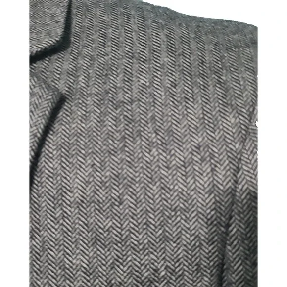 ADOLFO Lambswool TWEED Sport Coat Mens 44R Gray Herringbone Fleck Blazer Jacket - Picture 6 of 16